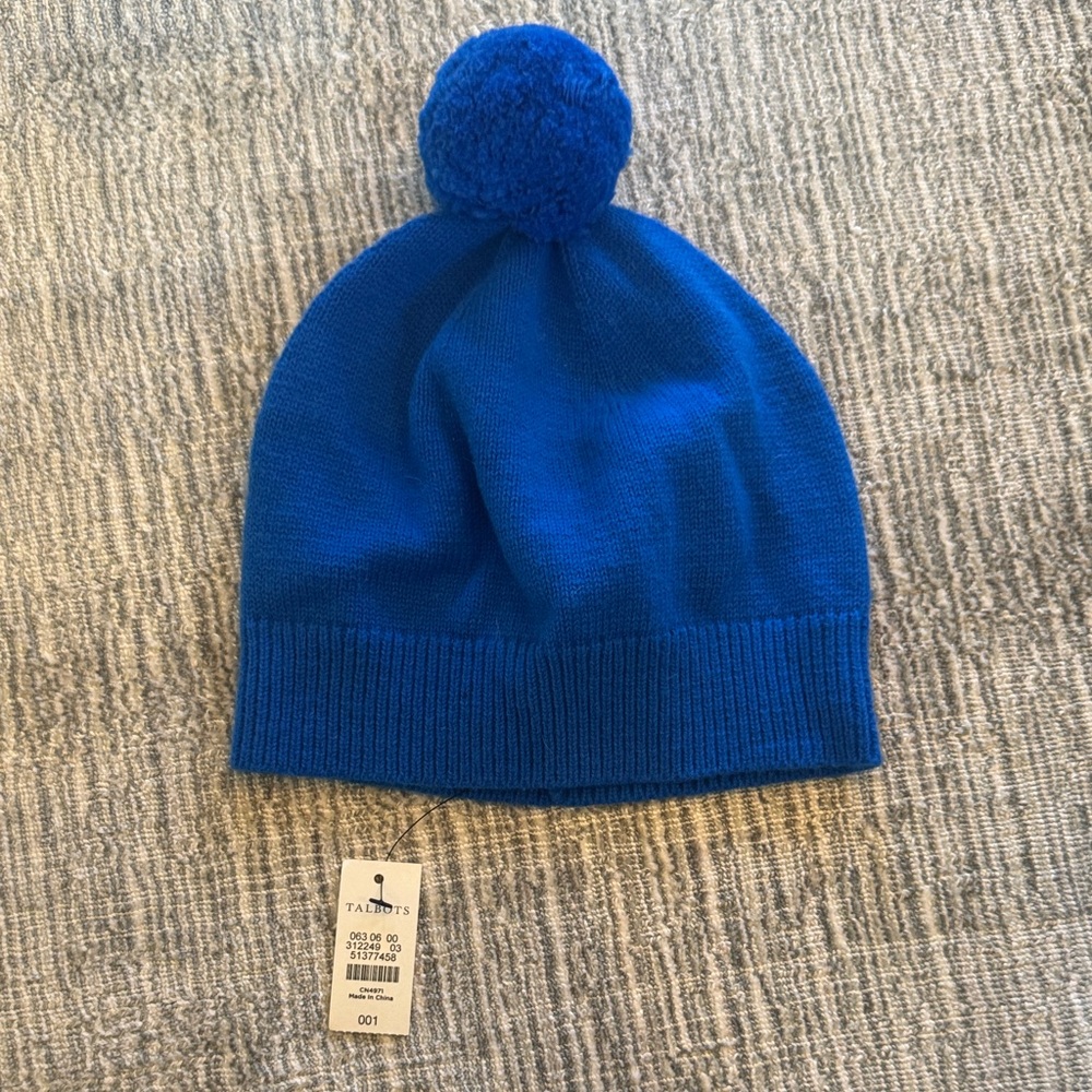Talbots Kids Royal Blue Pom-Pom Hat